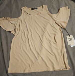 Ivanka Trump Light Beige Cold Shoulder Top